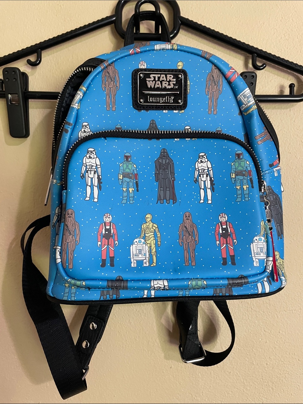 AUTHENTIC Star Wars Loungefly Blue Retro Toy Characters Backpack